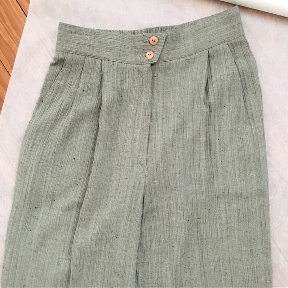 Vintage Pants - Vintage 70s High Waist Tapered Pants | Geometric Waist Design